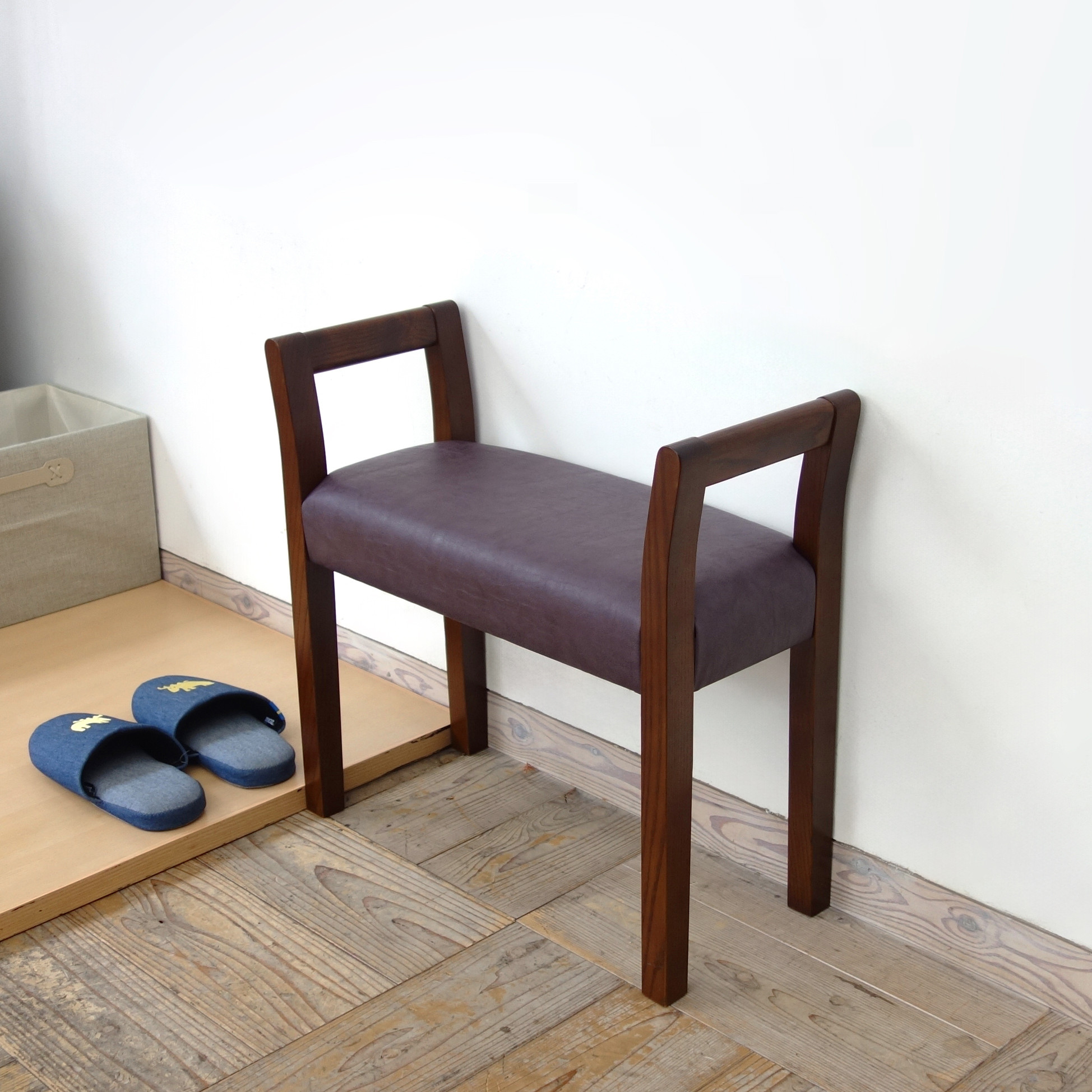 玄関スツール ダブルアーム (BR×Ba-09パープル)