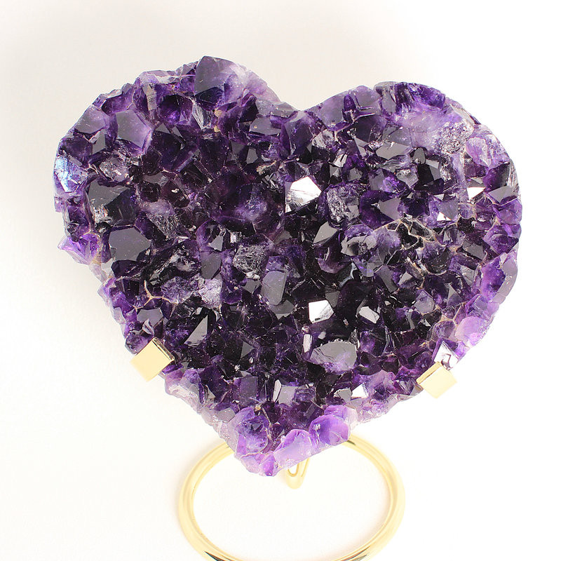 アメジスト原石 愛の守護石 ハート型 一点物 2月誕生石 675g GHG5 専用台座付 ギフト 京海堂