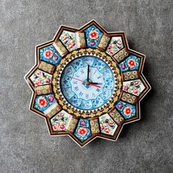イラン/木製】ペルシャの象嵌細工（ハータムカーリー）時計 Mサイズ