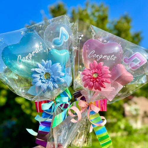 フラワーバルーンぷっくり音符 ミニブーケ 発表会 ピアノ発表会 演奏会