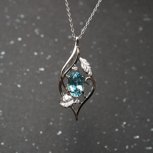 田*中様 プラチナ900トルマリンペンダントトップ アクアマリン リーフデザイン ペンダントトップ プラチナ900