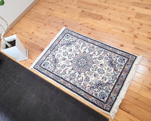 GHR Y2163 x152ペルシャ絨毯 2枚 ペルシャ絨毯 ナイン産 ノーラ 玄関マット 92x64cm 手織り絨毯