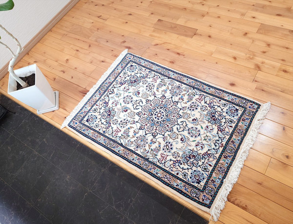 ペルシャ絨毯　玄関マット　インテリア　ラグ　マット　カーペット ペルシャ絨毯 ナイン産 ノーラ 玄関マット 92x64cm PS8222 カーペット