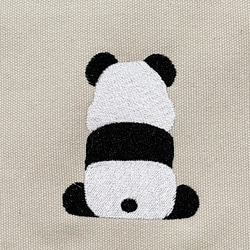 【免運費】A4尺寸相容！帆布拉鍊手提包，背面和口袋處飾有熊貓刺繡 - 可愛時尚，女士必備 第4張的照片