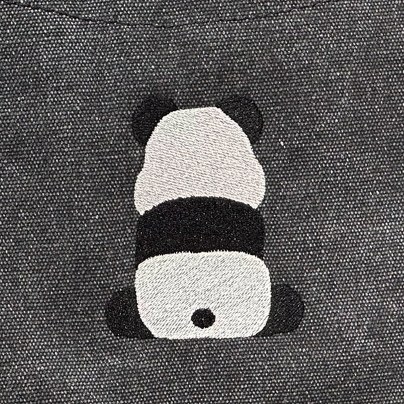 【免運費】A4尺寸相容！帆布拉鍊手提包，背面和口袋處飾有熊貓刺繡 - 可愛時尚，女士必備 第2張的照片