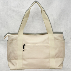 【免運費】A4尺寸相容！帆布拉鍊手提包，背面和口袋處飾有熊貓刺繡 - 可愛時尚，女士必備 第5張的照片