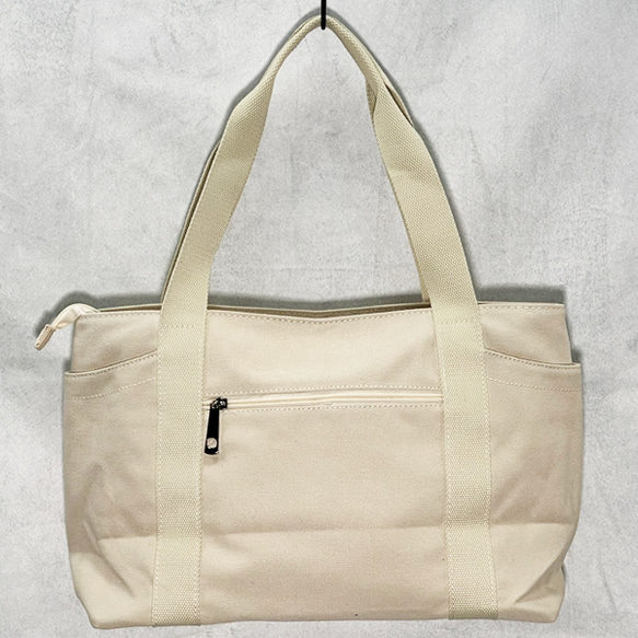 【免運費】A4尺寸相容！帆布拉鍊手提包，背面和口袋處飾有熊貓刺繡 - 可愛時尚，女士必備 第5張的照片