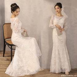 ウエディングドレス.白.着物風ドレス.打ち掛け.レース.結婚式.挙式