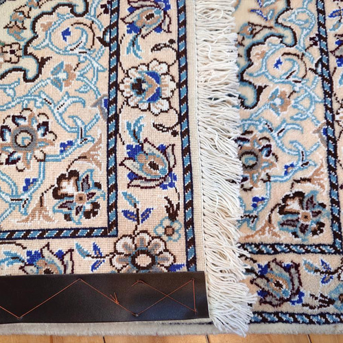 ペルシャ絨毯 ナイン産 ノーラ 玄関マット 120x82cm エスリム柄