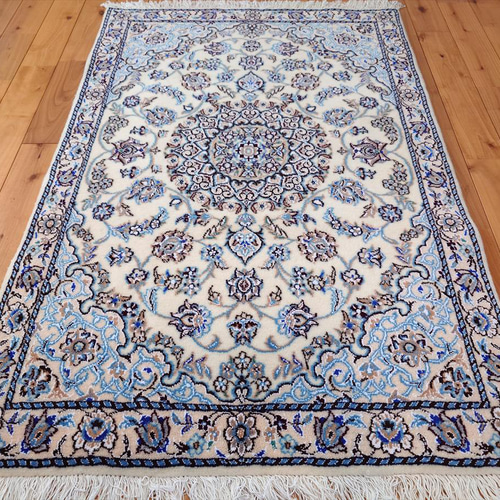ペルシャ絨毯 ナイン産 ノーラ 玄関マット 120x82cm エスリム柄