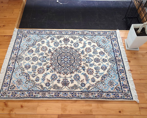 ペルシャ絨毯 ナイン産 ノーラ 玄関マット 120x82cm エスリム柄