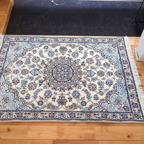 ペルシャ絨毯 ナイン産 ノーラ 玄関マット 120x82cm エスリム柄