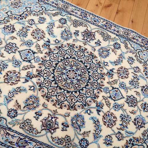 ペルシャ絨毯 ナイン産 ノーラ 玄関マット 120x82cm エスリム柄
