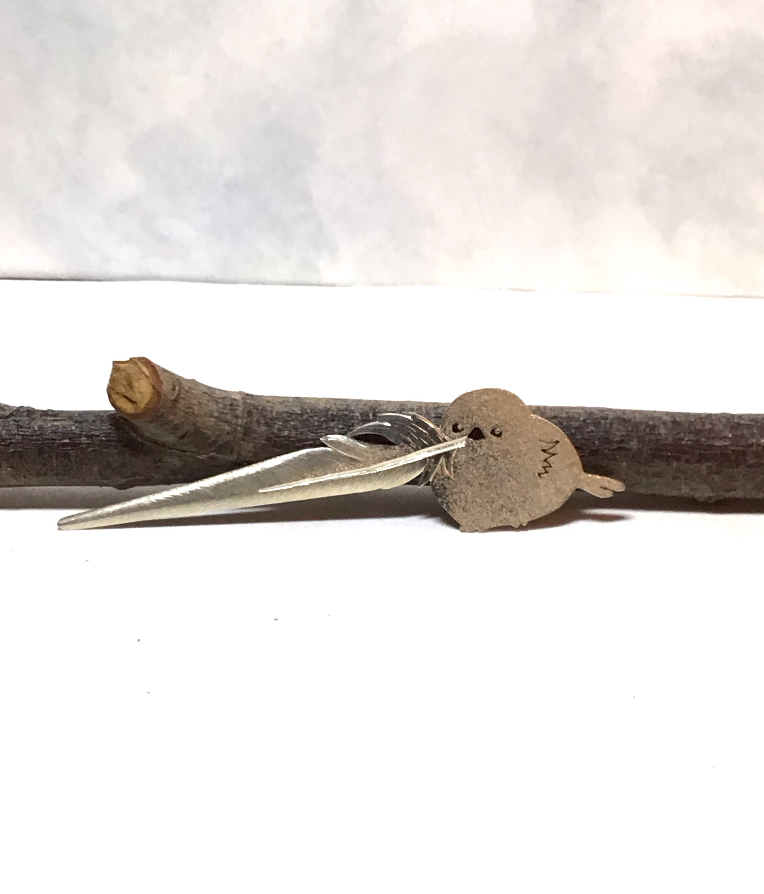 銀のペーパーナイフ　シマエナガ