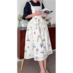 フランス アンティーク ホワイト ハンドメイド エプロン ワンピース メイド服、千鳥チェッククラシカルロングワンピースと白ロング