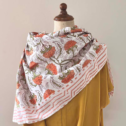fabindia ファブインディア ドゥパタ 大判 ショール インド 赤 ピンク fabindia ファブインディア ドゥパタ 大判 ショール インド 赤