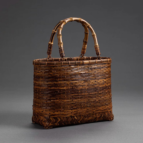 ♪昔の竹編み手提げバック 手編み竹籠バッグ・手提げ 経年変化 母の日 ハンドバッグ 手作り竹編み