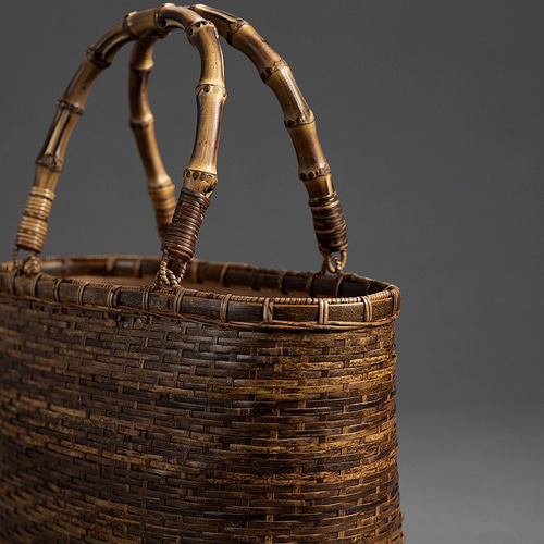 ♪昔の竹編み手提げバック 竹手提げかごバッグ | 虎斑竹専門店