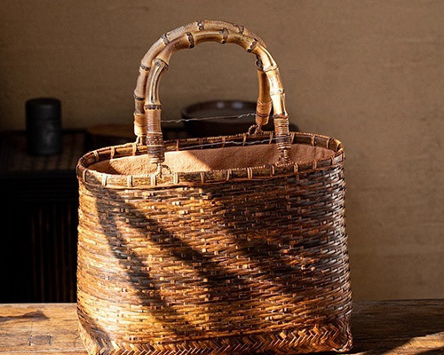 手編み竹籠バッグ・手提げ 経年変化 母の日 ハンドバッグ 手作り竹編み