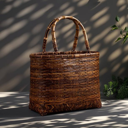 ♪昔の竹編み手提げバック 竹手提げかごバッグ | 虎斑竹専門店