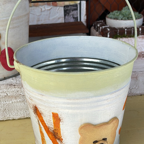 リメイク缶 リメ缶 くまさん 4色展開 植木鉢/プランター/鉢カバー