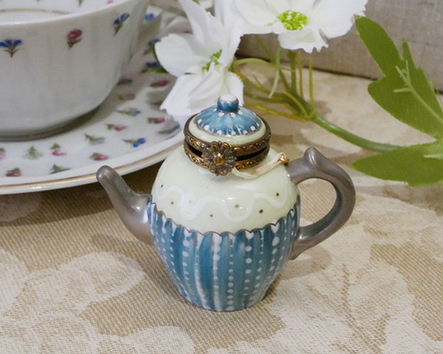 ヴィンテージ フランス リモージュボックス ポットブルー その他雑貨