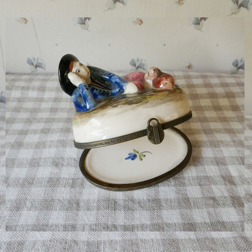 ヴィンテージ フランス リモージュボックス 少年と子犬 その他雑貨