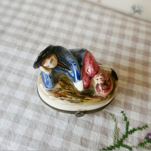 ヴィンテージ フランス リモージュボックス 少年と子犬 その他雑貨