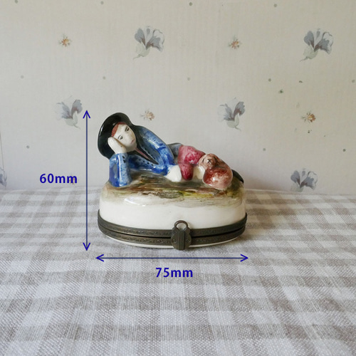 ヴィンテージ フランス リモージュボックス 少年と子犬 その他雑貨