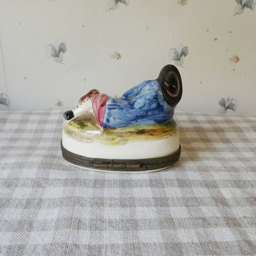 ヴィンテージ フランス リモージュボックス 少年と子犬 その他雑貨