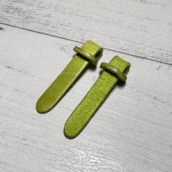 【1点物】良質なイタリアンレザーで作るジッパータブ ミントグリーン ５本◇牛革 3枚目の画像