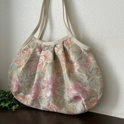 ★北欧風　ジャガード織グラニーバック　花柄バッグ　肩掛けショルダーバッグ　ピンク系★ 2枚目の画像