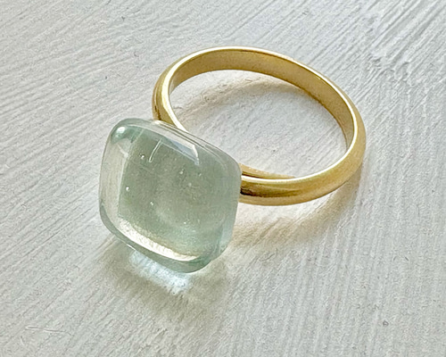 スクエアガラスリング単品 1cm角 指輪・リング maison de blanc 通販