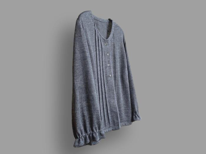 ～Seriesカーディガン…杢濃紺麻100ニット～