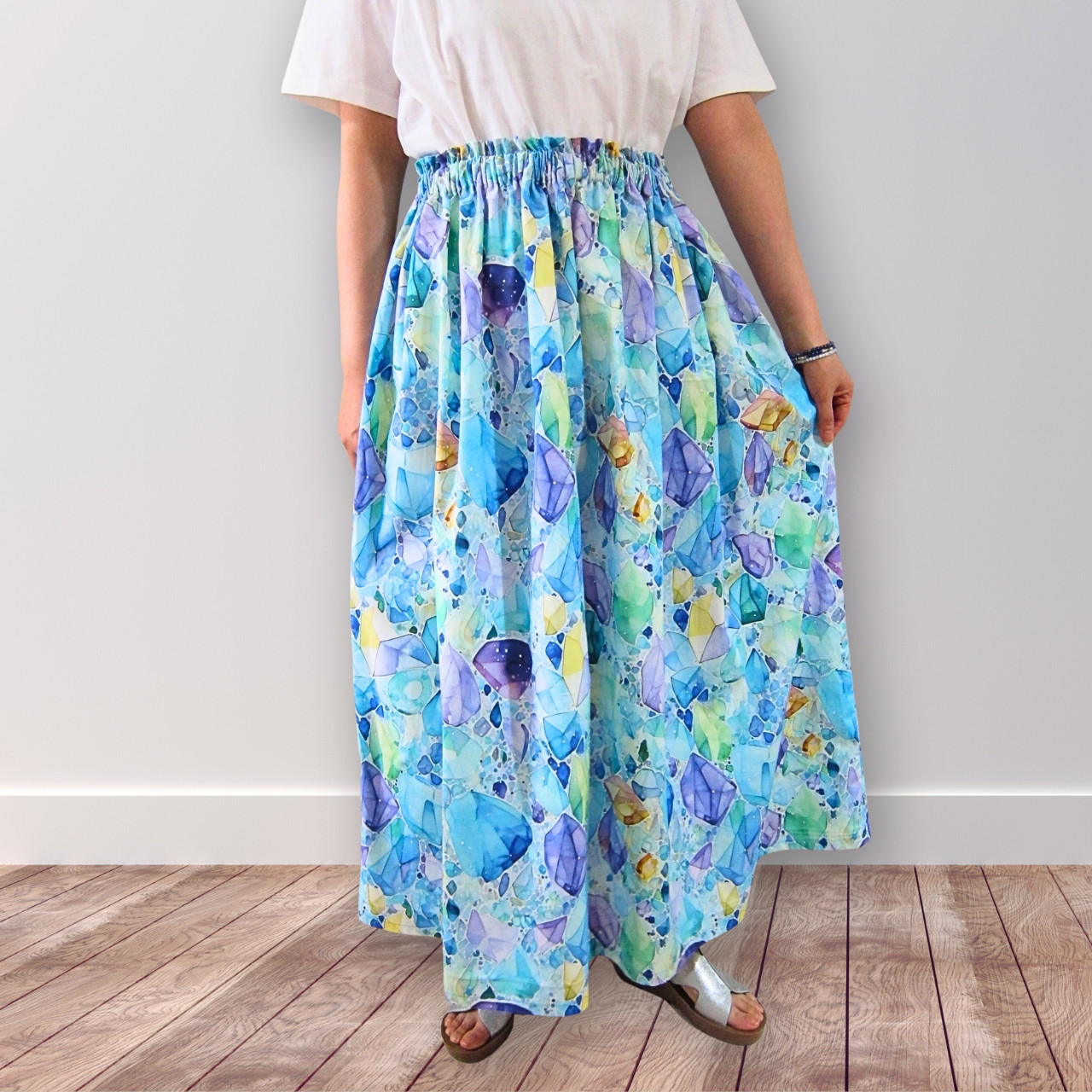 ★カラフルビジューのロングスカート 《SpicaBijoux コラボ企画》