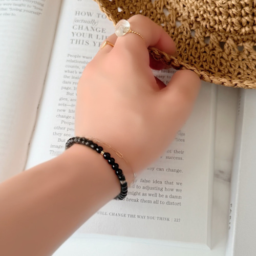 シンプルなオニキスブレスレット| ゴールド・シルバー ブレスレット