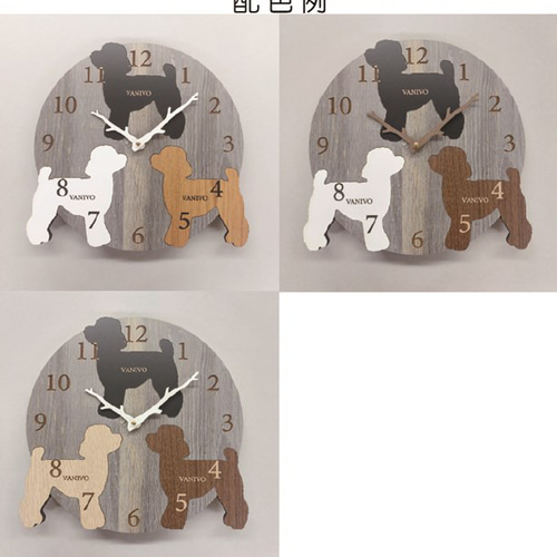 3匹の犬種が選べる特別デザイン｜オーダーメイド木製掛け時計