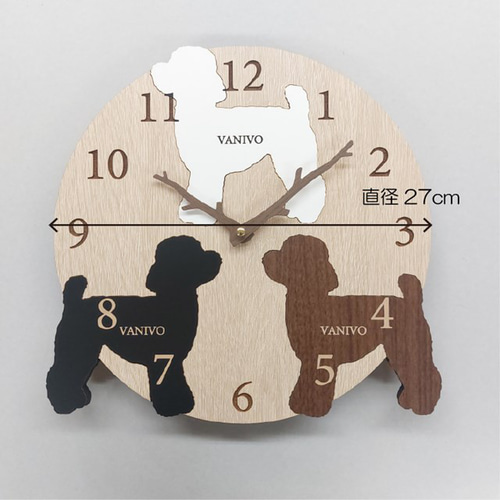 3匹の犬種が選べる特別デザイン｜オーダーメイド木製掛け時計 掛け時計