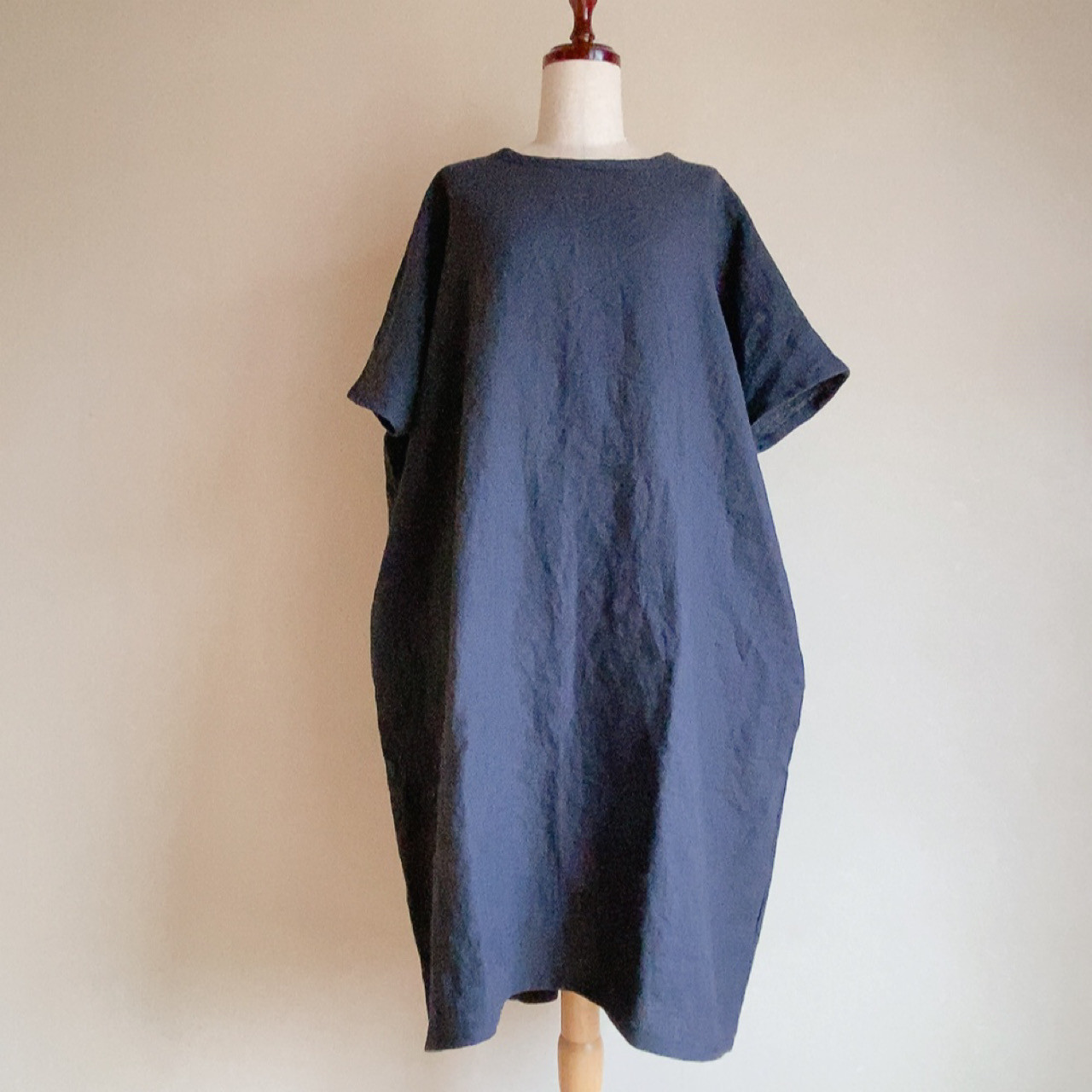 ＊ラミーリネン＊ドルマン袖ワンピース＊フリーサイズ＊受注製作