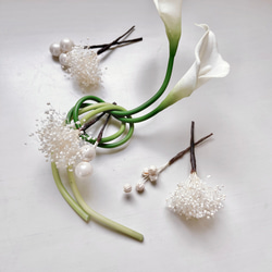 髪飾り　和装　カラー　かすみ草　リンフラワー　白無垢　浴衣　✴︎ホワイトカラーリリィ✴︎ 3枚目の画像