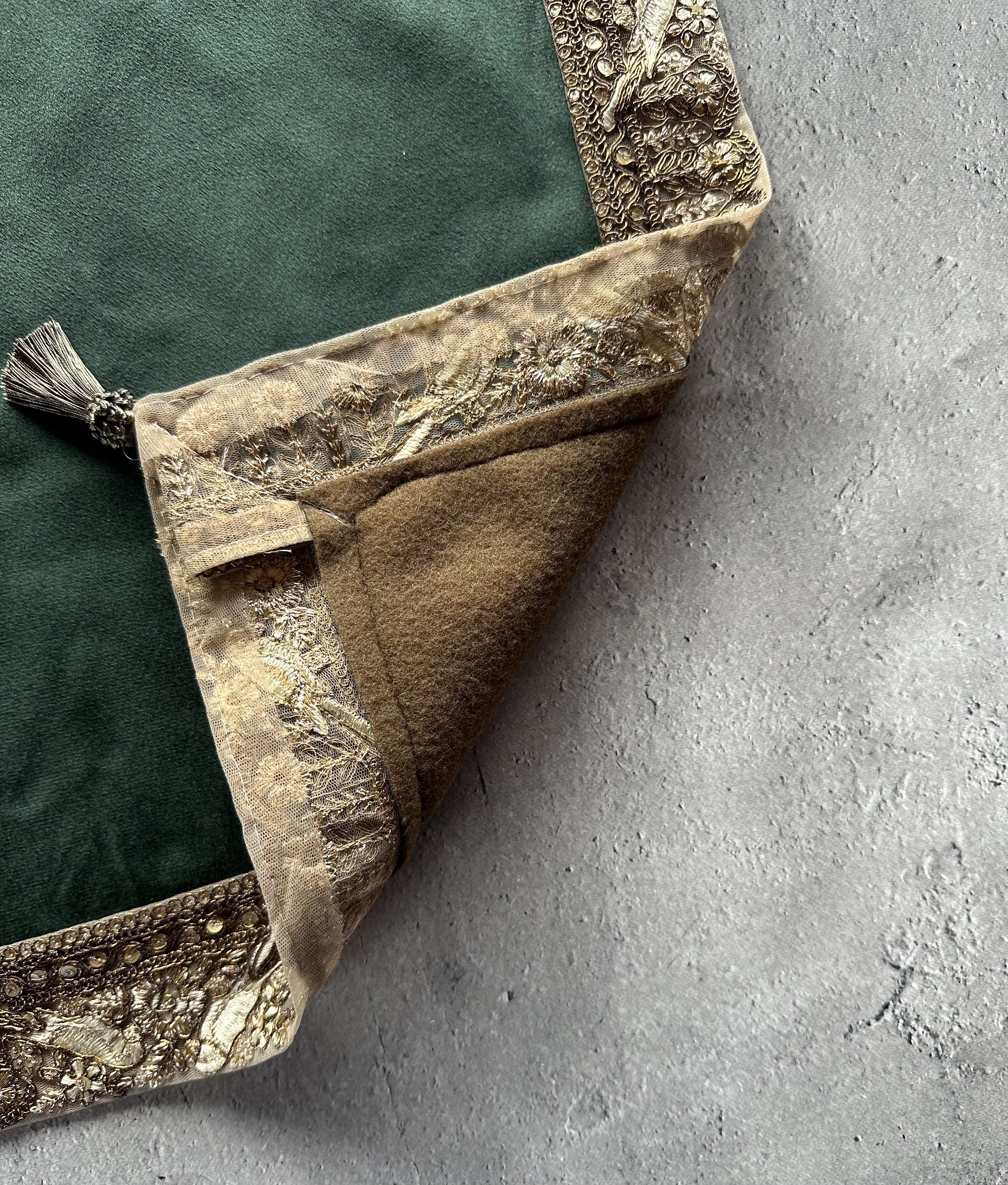 インド製ゴールド刺繍りぼん ハンドメイドタロットクロス ミニサイズ ※ベロアカラー変更可能◯