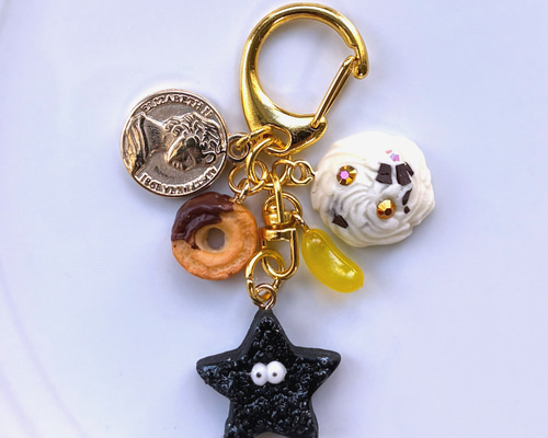 じゃらじゃらキーホルダー フェイクスイーツ 樹脂粘土 レジン 星