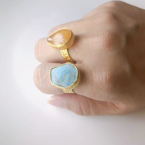 新作「オレンジカルサイト」世界でひとつの天然石 指輪・リング