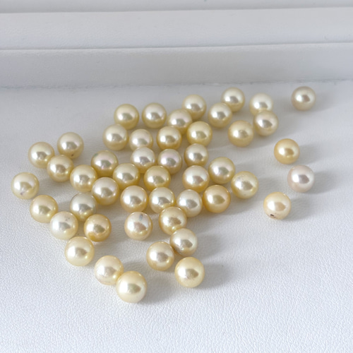 あこや真珠 無穴 6.5mm イエロー ラウンド 素材 ネックレス