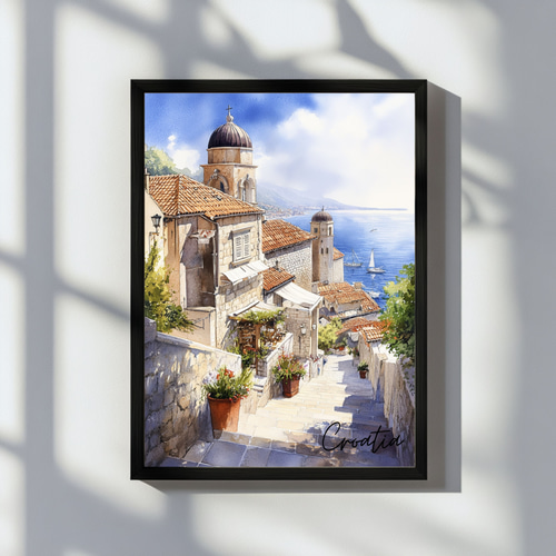 クロアチア・ドゥブロヴニク☆水彩画アート｜ヨーロッパの風景