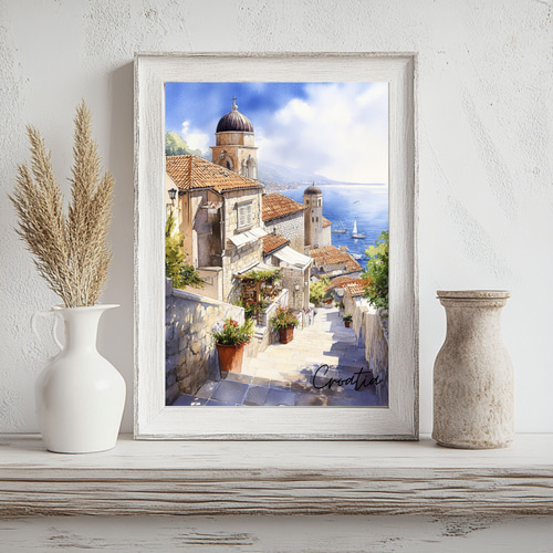 クロアチア・ドゥブロヴニク☆水彩画アート｜ヨーロッパの風景