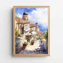 クロアチア・ドゥブロヴニク☆水彩画アート｜ヨーロッパの風景