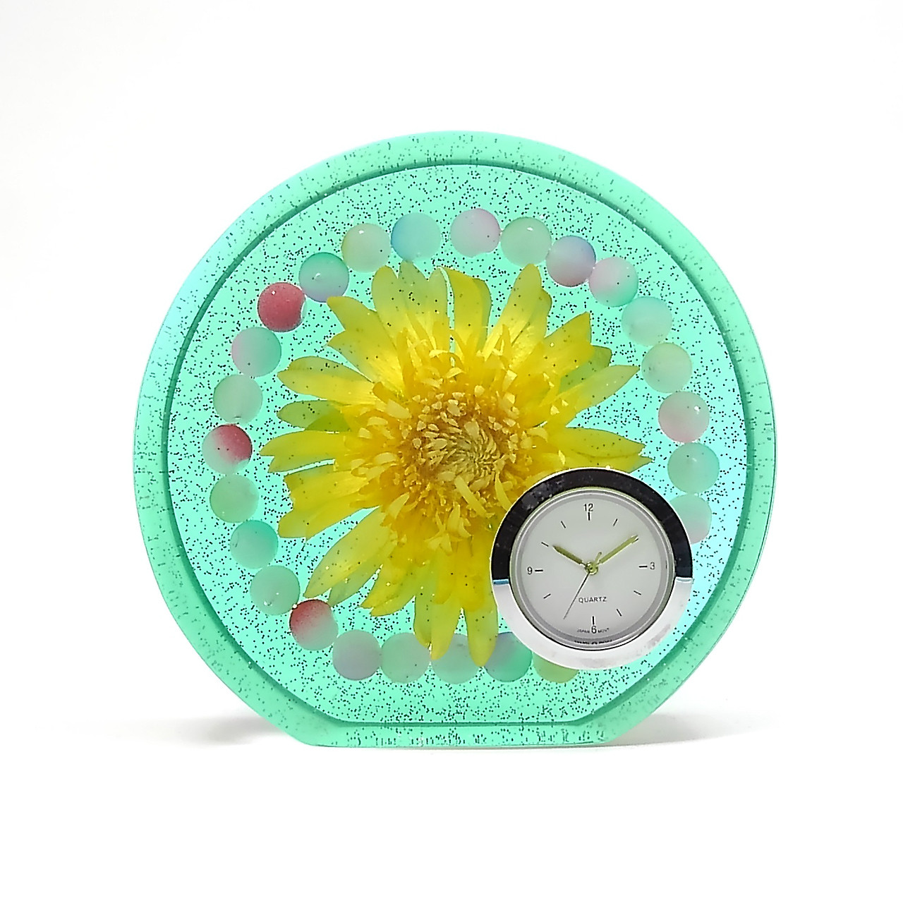 レジンフラワークロック・ガーベラ-黄fcl002