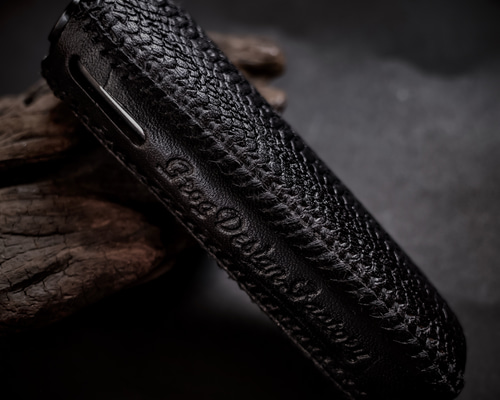 にこ　プルームオーラ 本革製カバー&ステックケースセット〝髑髏 混〟漆黒 にこ プルームオーラ 本革製カバー&ステックケースセット〝髑髏 混〟