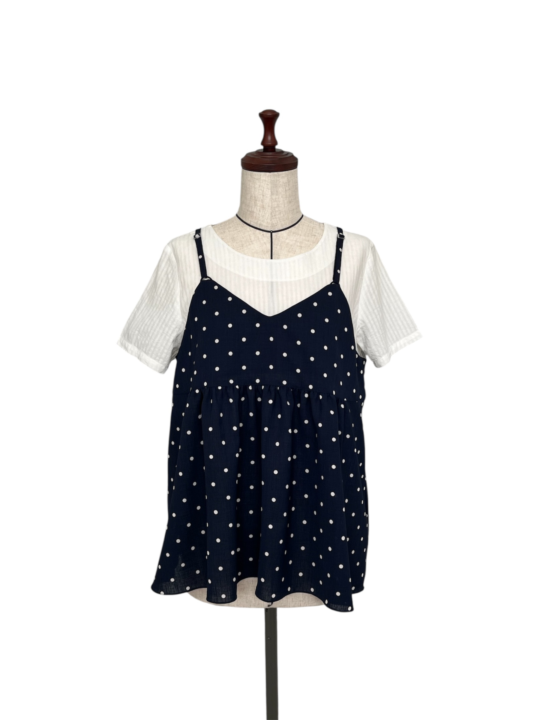 オーバーキャミ　水玉　ポリエステル100%